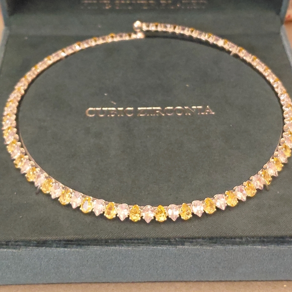 Cubic Zirconia Silver Plated Necklace Gift - Picture 3 of 4